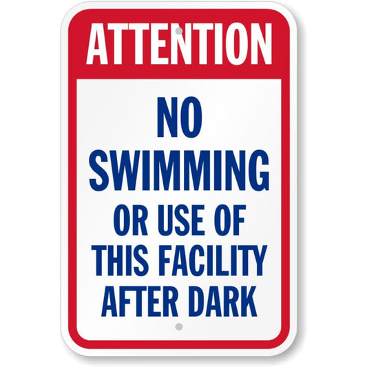 Attention No Swimming Aluminum Weatherproof Sign p816