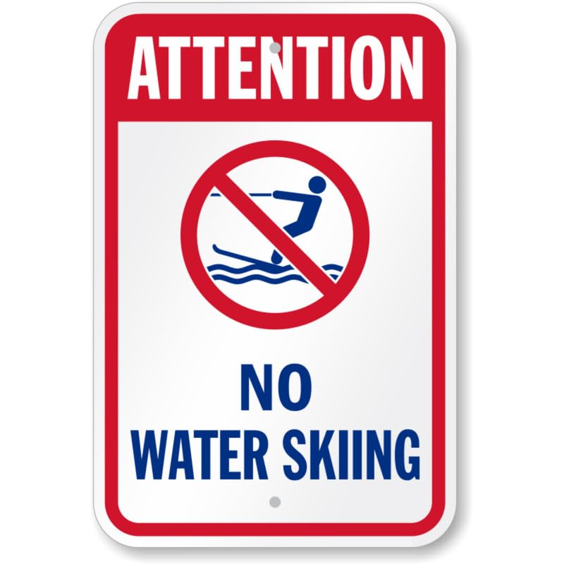 Attention No Water Skiing Water Safety Aluminum Weatherproof Sign p822