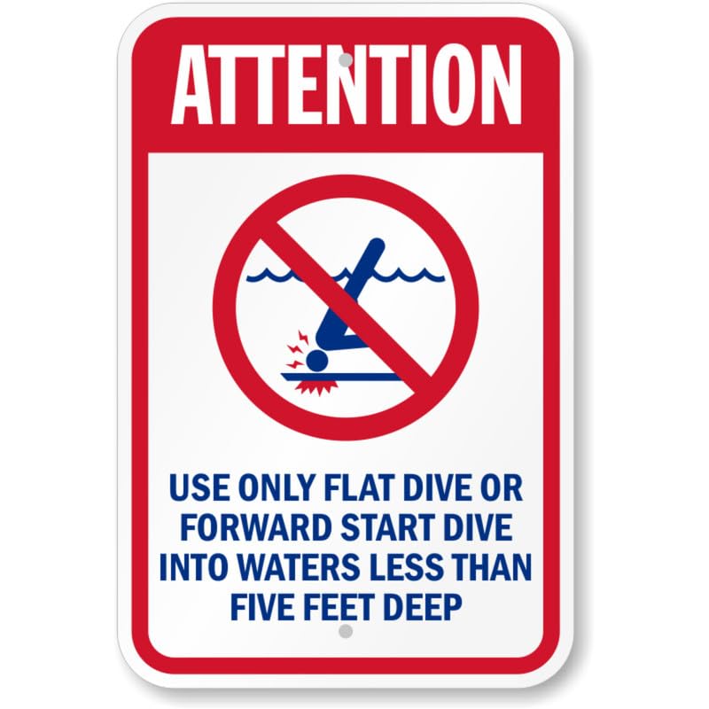 Attention Only Flat Or Forward Dive Aluminum Weatherproof Sign p825