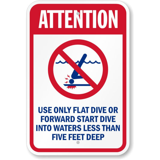 Attention Only Flat Or Forward Dive Aluminum Weatherproof Sign p825