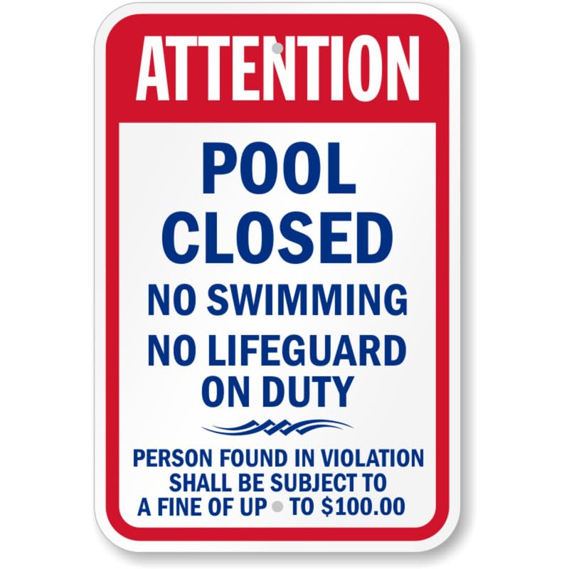 Attention Pool Closed Sign For Kentucky Aluminum Weatherproof Sign p833