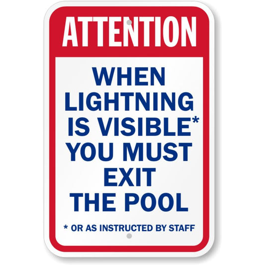 Attention When Lightning Exit Pool Aluminum Weatherproof Sign p866
