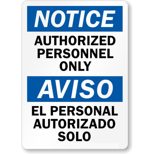 Authorized Personnel Only Osha Danger Aluminum Weatherproof Sign p953