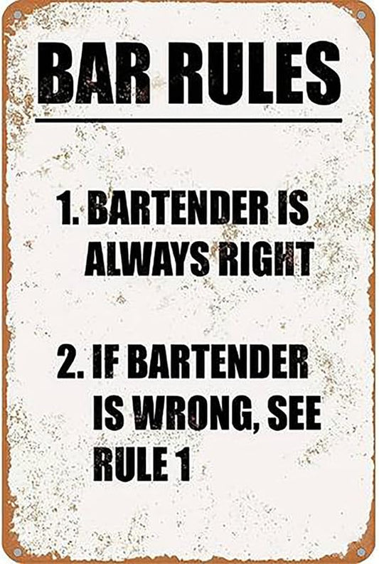 Bar Rules Aluminum Weatherproof Sign p1245