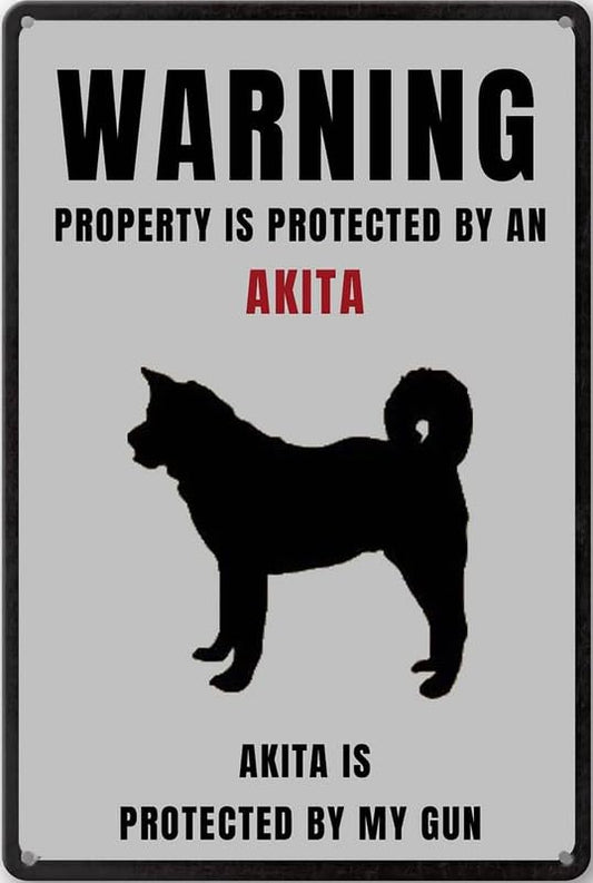 Protected By An Akita Aluminum Weatherproof Sign p1313
