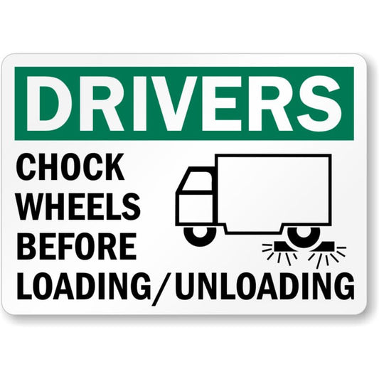 Before Loading Chock Wheel Aluminum Weatherproof  Sign