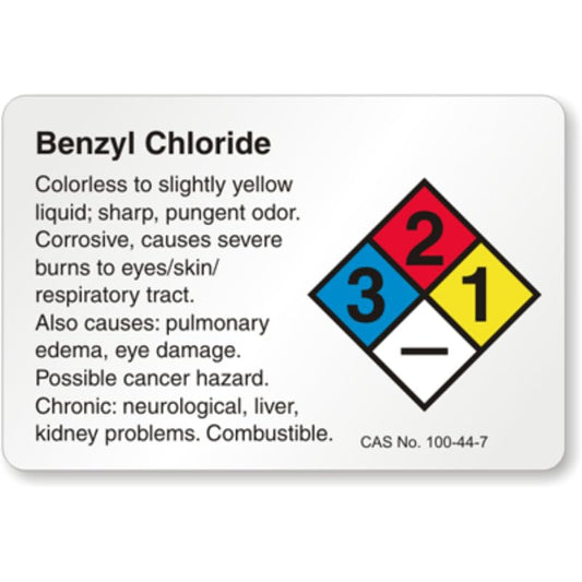 Benzyl Chloride Chemical Lb Aluminum Weatherproof  Sign