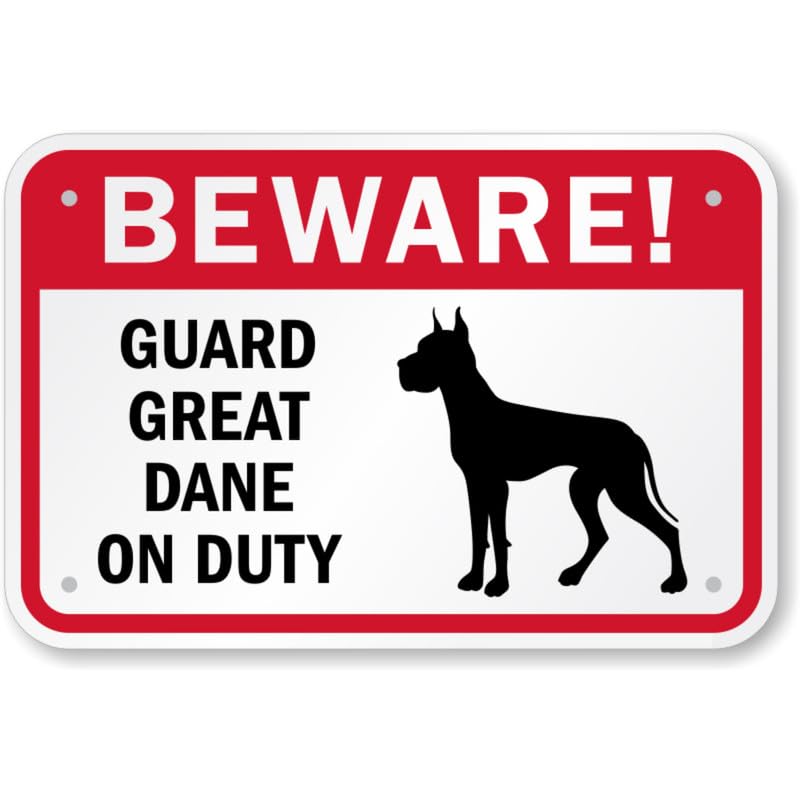 Beware Great Dane Aluminum Weatherproof  Sign
