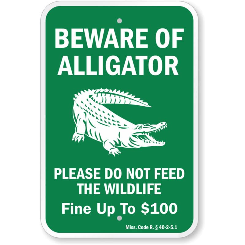 Beware Of Alligator Fine Up To 100 Aluminum Weatherproof  Sign