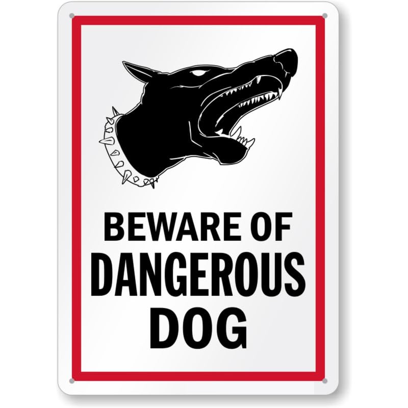 Beware Of Dangerous Dog Aluminum Weatherproof  Sign