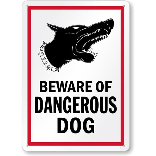 Beware Of Dangerous Dog Aluminum Weatherproof  Sign