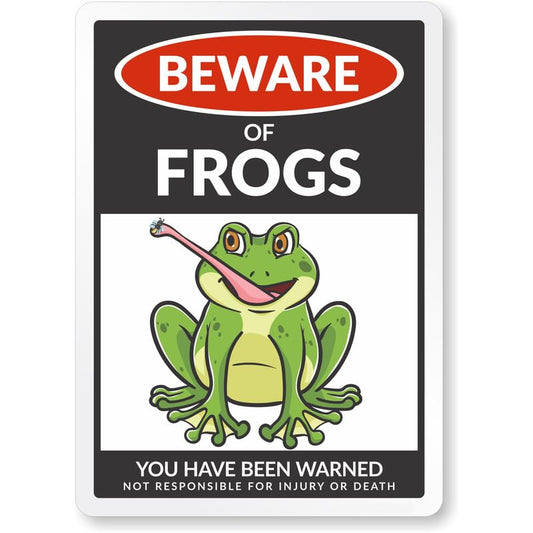 Beware Of Frogs Aluminum Weatherproof  Sign