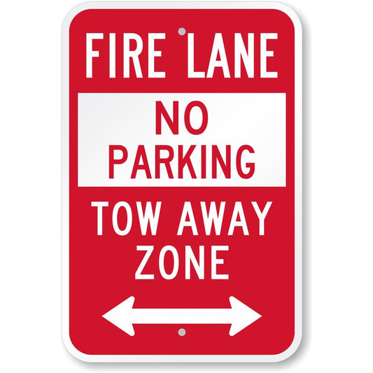 Bidirectional Fire Lane Tow Away Zone Aluminum Weatherproof  Sign
