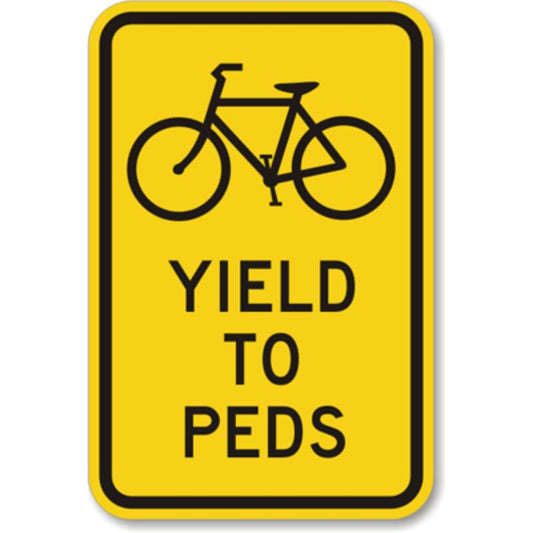 Bike Yield Pedestrian Crossing Aluminum Weatherproof  Sign