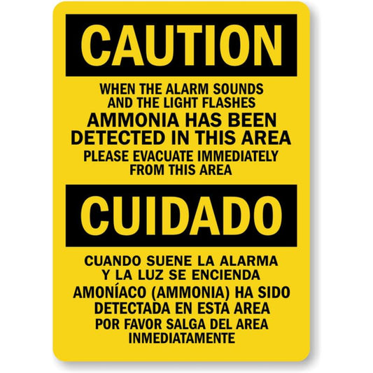 Bilingual Ammonia Detected Area Aluminum Weatherproof  Sign