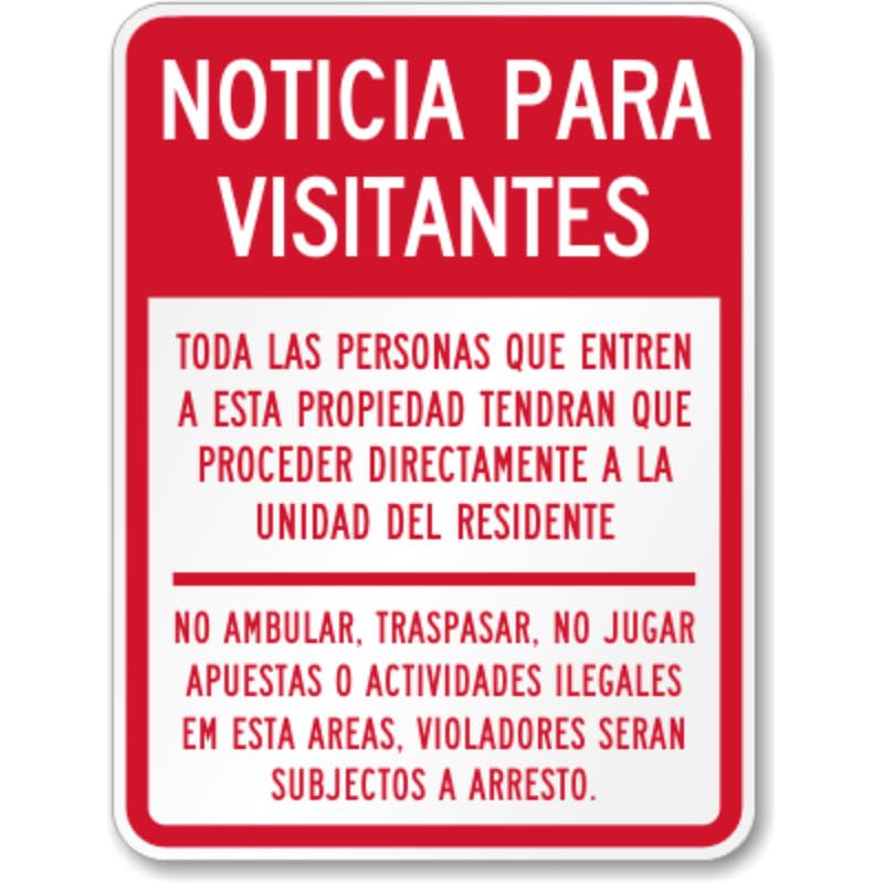 Bilingual Aluminum Aluminum Weatherproof  Sign