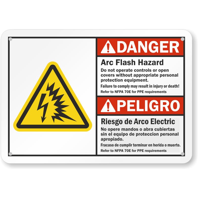 Bilingual Arc Flash Danger Safety Aluminum Weatherproof  Sign