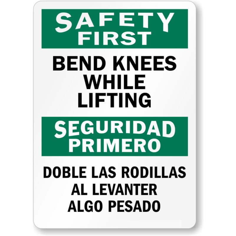 Bilingual Bend Knees Aluminum Weatherproof  Sign