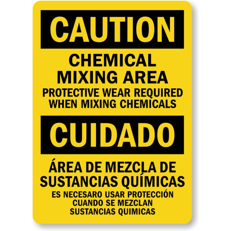 Bilingual Chemical Mixing Area Aluminum Weatherproof  Sign