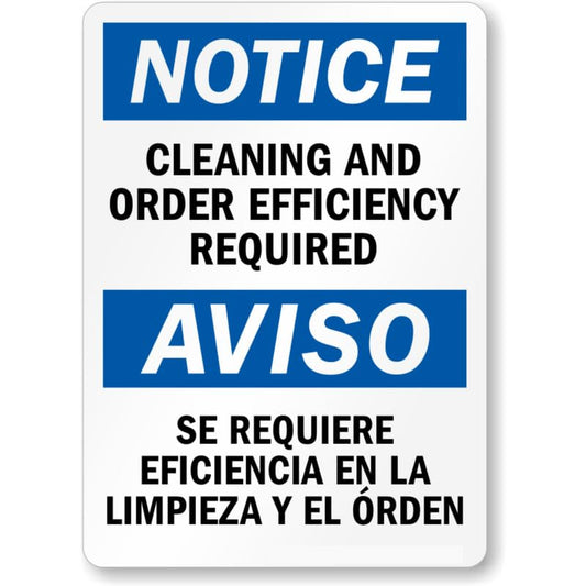 Bilingual Cleaning And Efficiency Aluminum Weatherproof  Sign