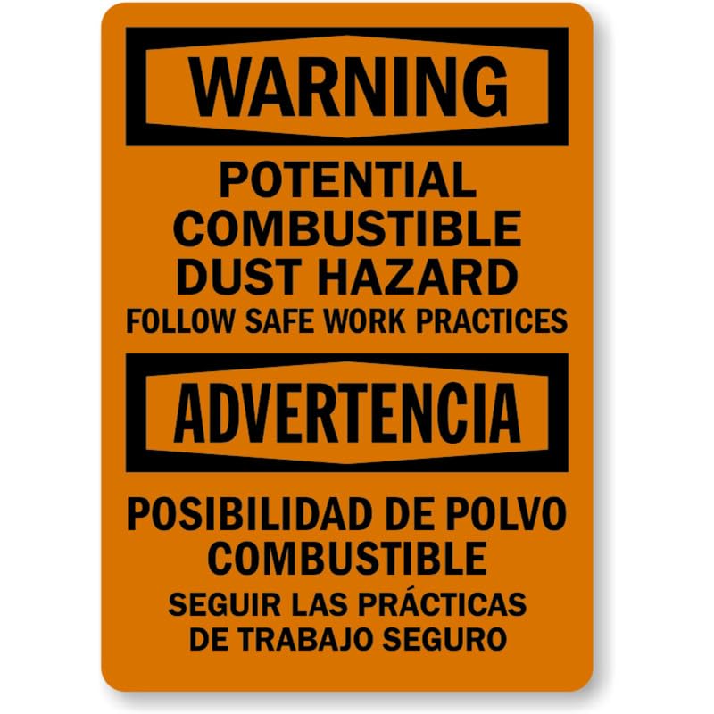 Bilingual Combustible Dust Hazard Aluminum Weatherproof  Sign