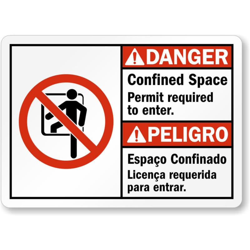 Bilingual Confined Space Danger Aluminum Weatherproof  Sign