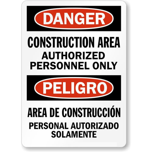 Bilingual Construction Area Aluminum Weatherproof  Sign