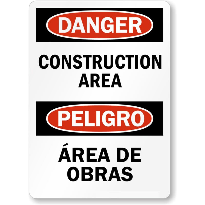 Bilingual Construction Area Aluminum Weatherproof  Sign