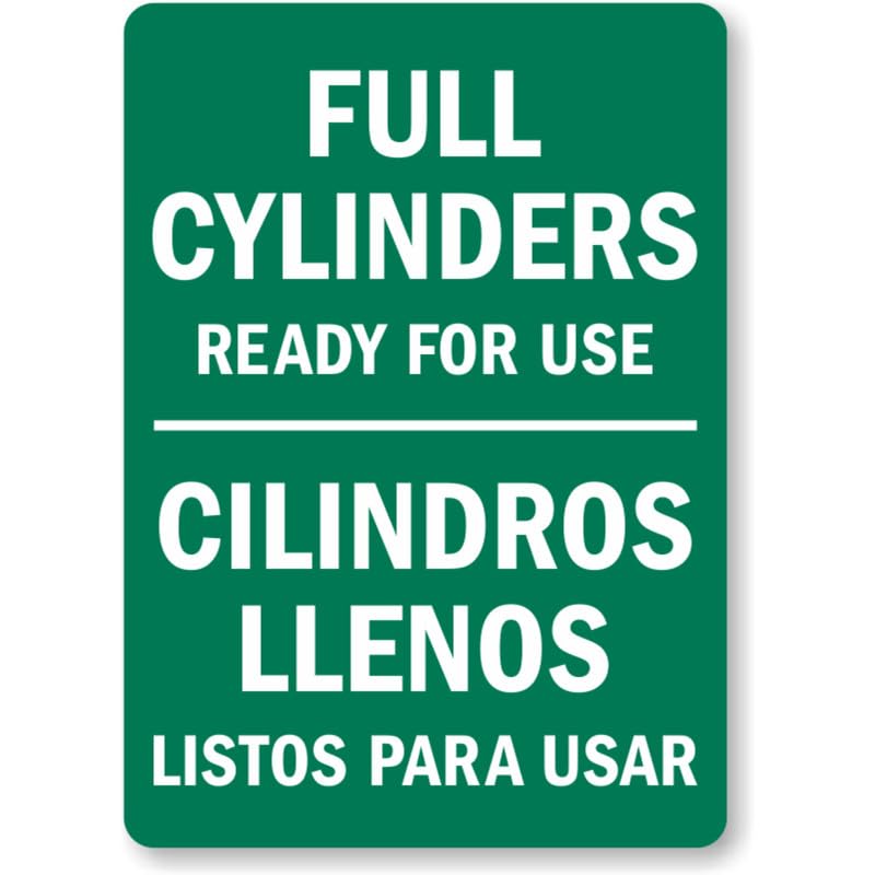 Bilingual Cylinder Gas Aluminum Weatherproof  Sign