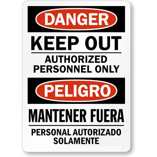 Bilingual Danger Keep Out Aluminum Weatherproof  Sign