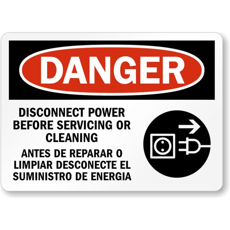 Bilingual Disconnect Power Aluminum Weatherproof  Sign