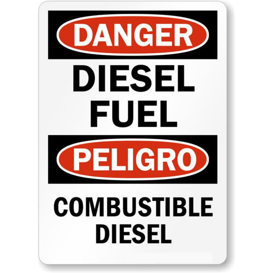Bilingual Diesel Fuel Danger Aluminum Weatherproof  Sign