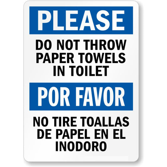 Bilingual Do Not Throw Aluminum Weatherproof  Sign