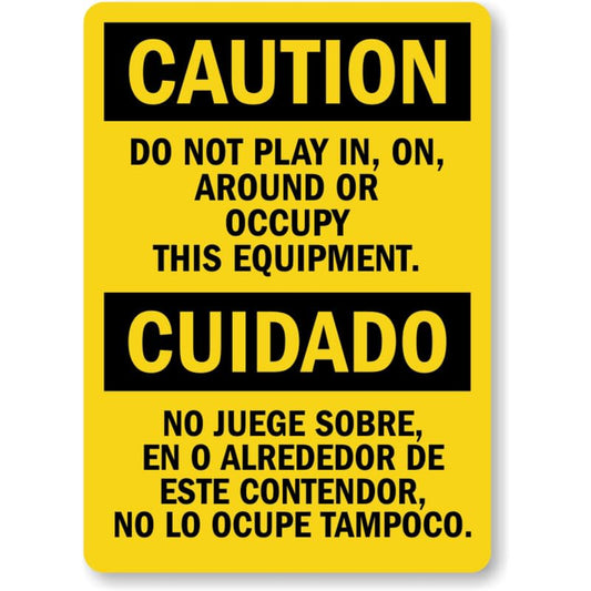Bilingual Do Not Play Aluminum Weatherproof  Sign
