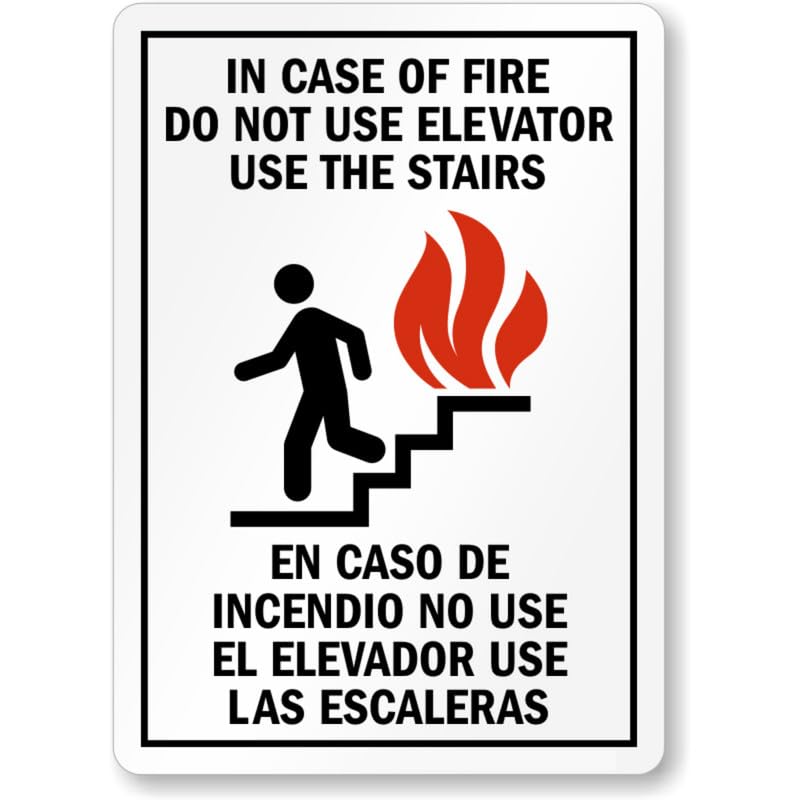 Bilingual Do Not Use Elevator Aluminum Weatherproof  Sign