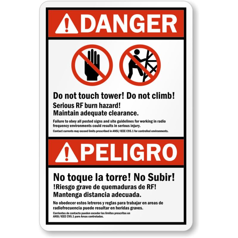 Bilingual Dont Touch Tower Aluminum Weatherproof  Sign