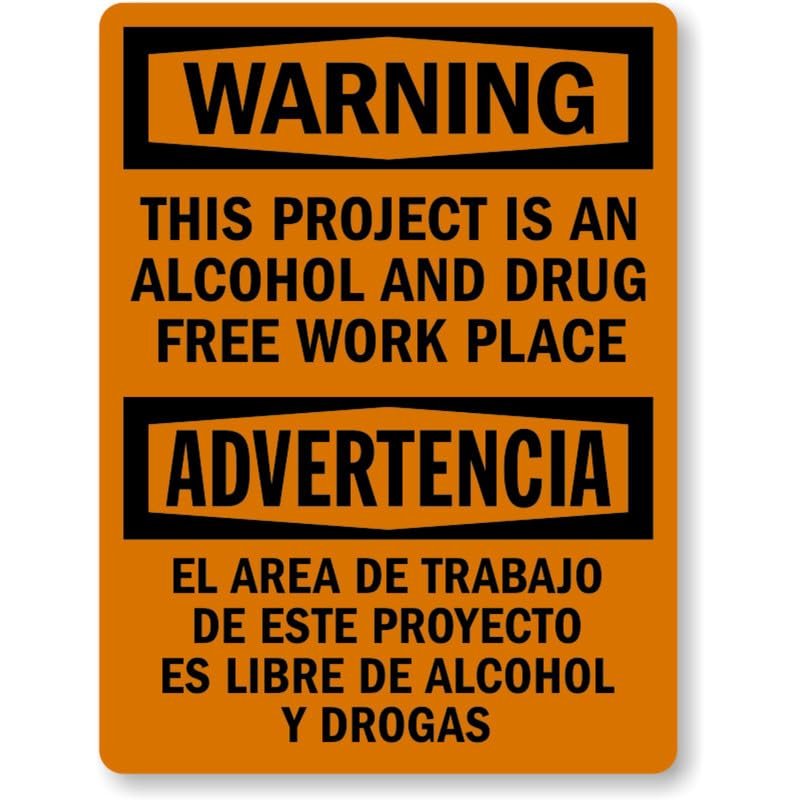 Bilingual Drug Free Workplace Aluminum Weatherproof  Sign