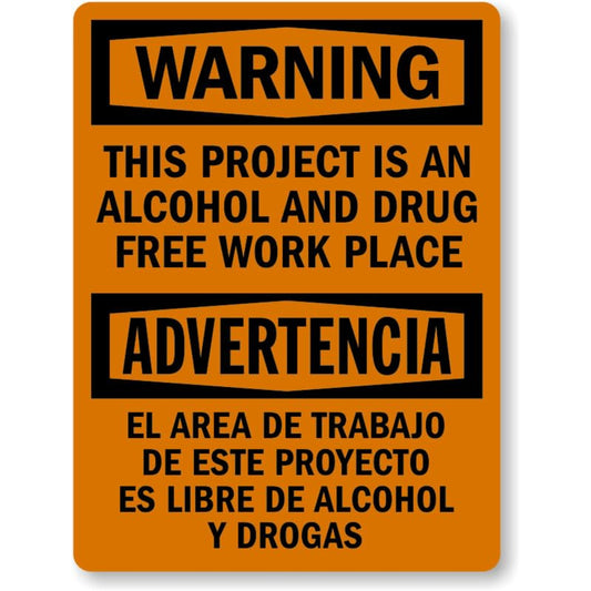Bilingual Drug Free Workplace Aluminum Weatherproof  Sign
