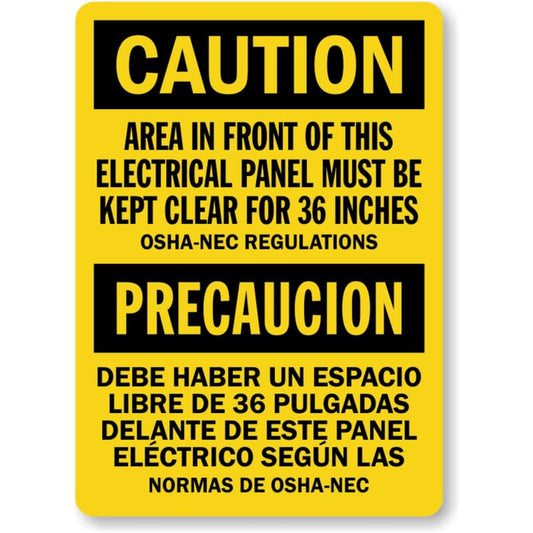 Bilingual Electrical Panel Area Aluminum Weatherproof  Sign