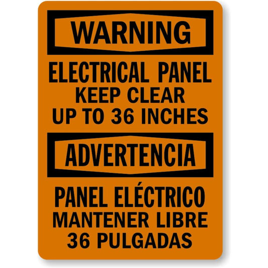 Bilingual Electrical Panel 36 Aluminum Weatherproof  Sign