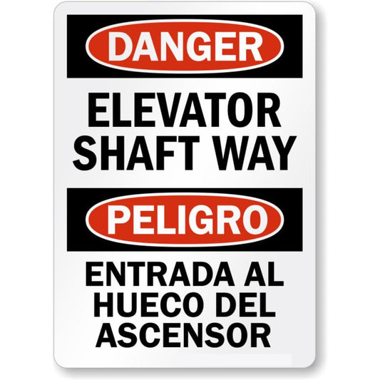 Bilingual Elevator Danger Aluminum Weatherproof  Sign