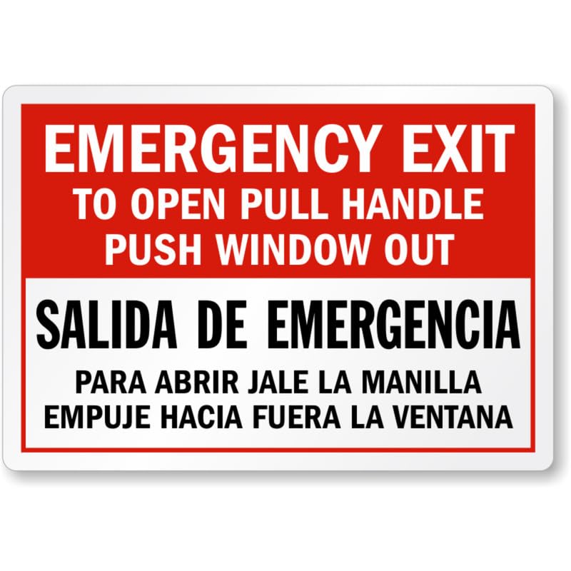 Bilingual Emergency Exit Aluminum Weatherproof  Sign