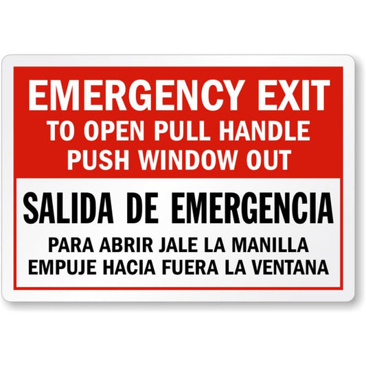 Bilingual Emergency Exit Aluminum Weatherproof  Sign