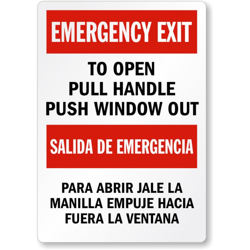 Bilingual Emergency Exit Aluminum Weatherproof  Sign