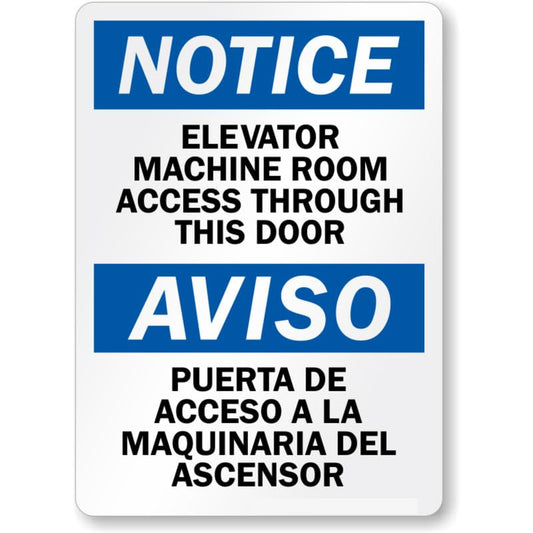 Bilingual Elevator Notice Aluminum Weatherproof  Sign