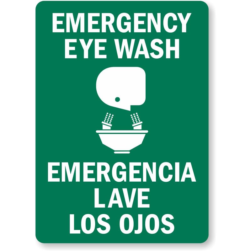 Bilingual Emergency Eye Wash Aluminum Weatherproof  Sign