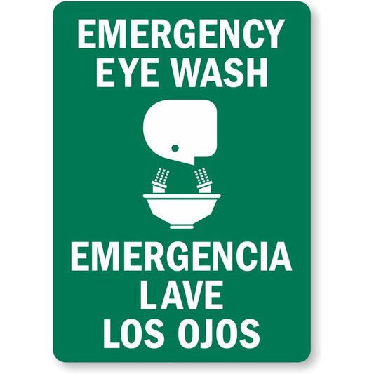 Bilingual Emergency Eye Wash Aluminum Weatherproof  Sign
