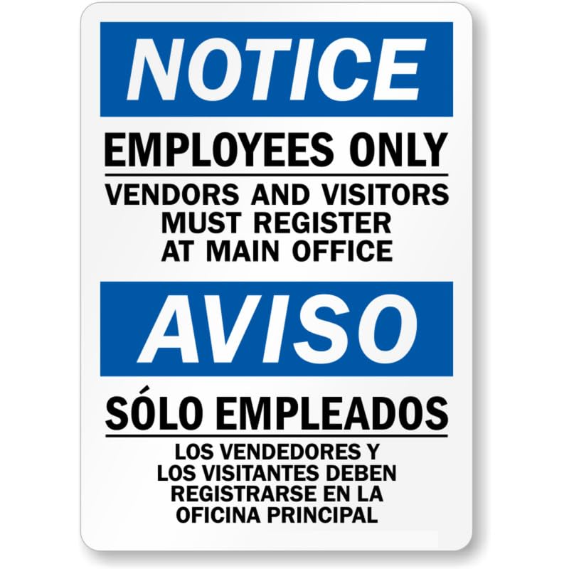 Bilingual Employees Only Aluminum Weatherproof  Sign