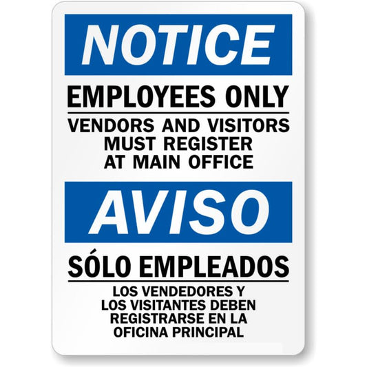 Bilingual Employees Only Aluminum Weatherproof  Sign
