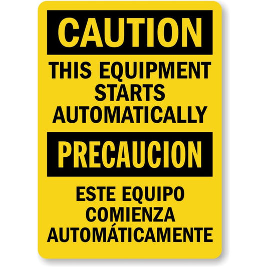 Bilingual Equipment Starts Automatically Aluminum Weatherproof  Sign